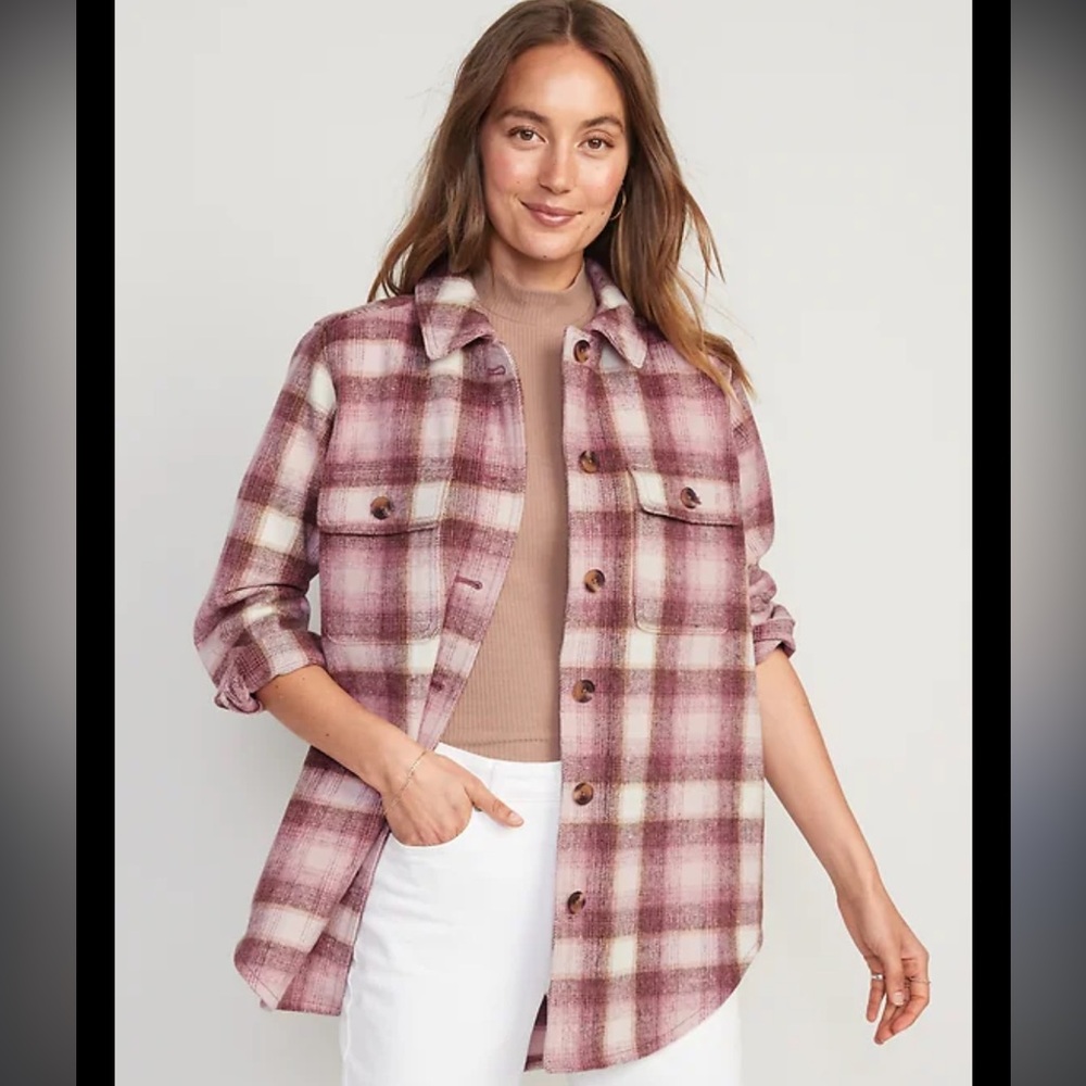 Old Navy Plaid Soft-Brushed Utility Shacket for Women, S
